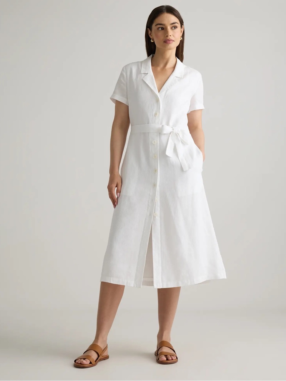 Quince 100% European Linen Button Front Dress